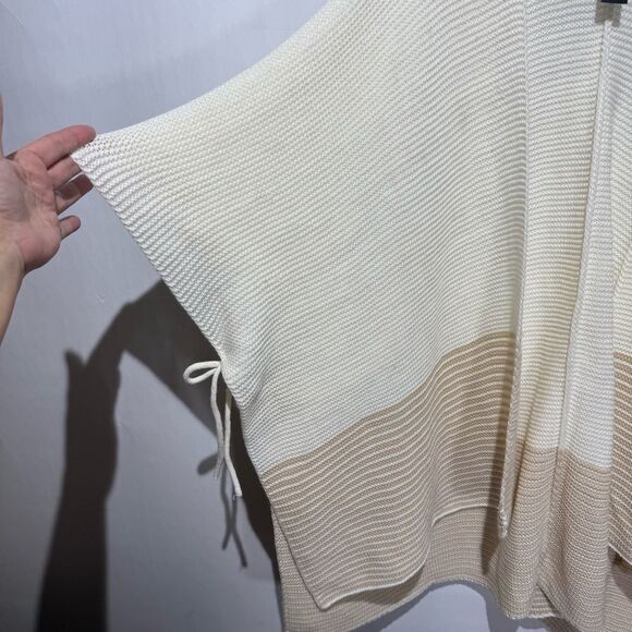 Do Everything in Love Cream Knit Poncho with stipes one size - Picture 4 of 5